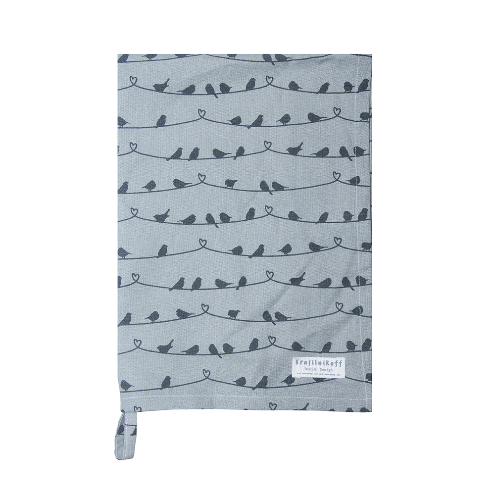 Geschirrtuch Birds on wire grey  